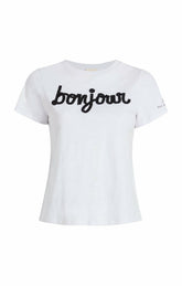 Shrunken Fringe Bonjour Tee White/Black
