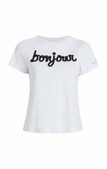 Shrunken Fringe Bonjour Tee White/Black