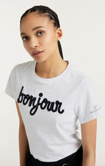 Shrunken Fringe Bonjour Tee White/Black