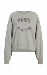 Rhinestone Paris New York Brandy Pullover Heather Grey/Black