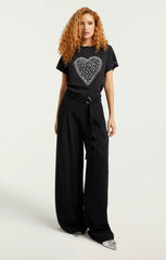 Rhinestone Love Letter Heart Tee Black/White