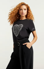 Rhinestone Love Letter Heart Tee Black/White