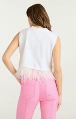 Cropped Feather Tee White