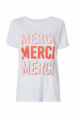 Pop Up Merci Merci Merci Tee White/Cherry Tomato