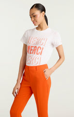 Pop Up Merci Merci Merci Tee White/Cherry Tomato
