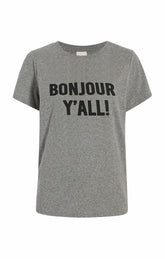 Bonjour Y'all Tee Heather Grey/Black