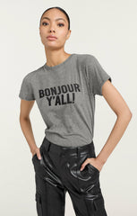 Bonjour Y'all Tee Heather Grey/Black