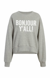 Bonjour Y'all Brandy Pullover Heather Grey/White