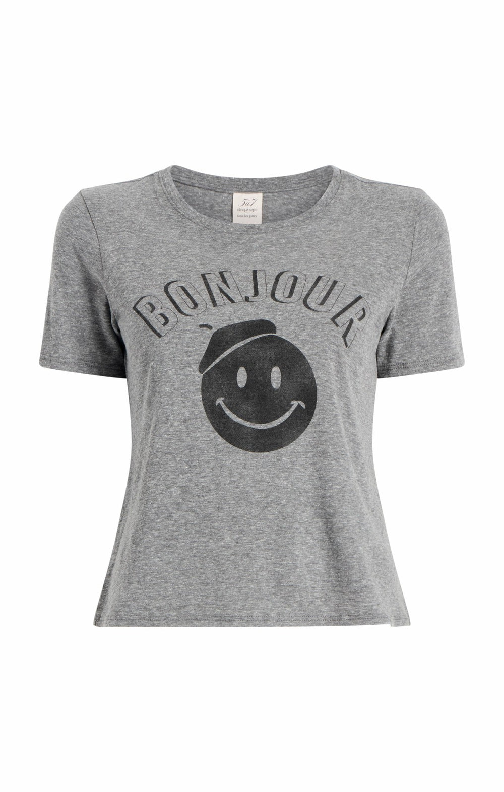 Pop Up Bonjour Shrunken Tee Heather Grey/Black