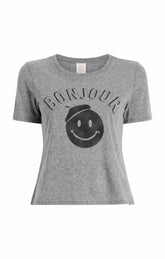 Pop Up Bonjour Shrunken Tee Heather Grey/Black