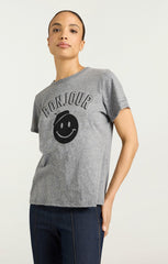 Pop Up Bonjour Shrunken Tee Heather Grey/Black