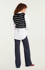 Striped Mara Shaker Pullover Navy/Ivory