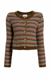 Striped Romina Cardigan Dark Olive Multi