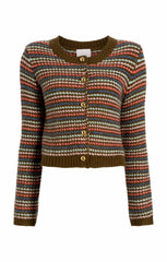 Striped Romina Cardigan Dark Olive Multi
