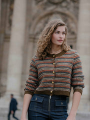 Striped Romina Cardigan Dark Olive Multi