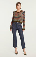 Striped Romina Cardigan Dark Olive Multi