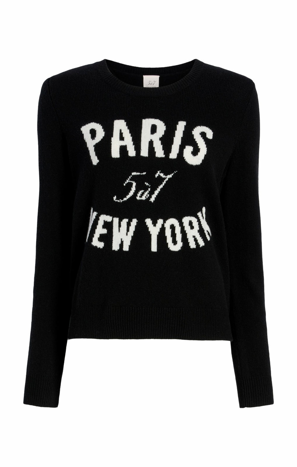 Paris New York Graphic Crewneck Pullover Black/Ivory