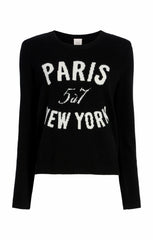 Paris New York Graphic Crewneck Pullover Black/Ivory
