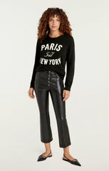 Paris New York Graphic Crewneck Pullover Black/Ivory