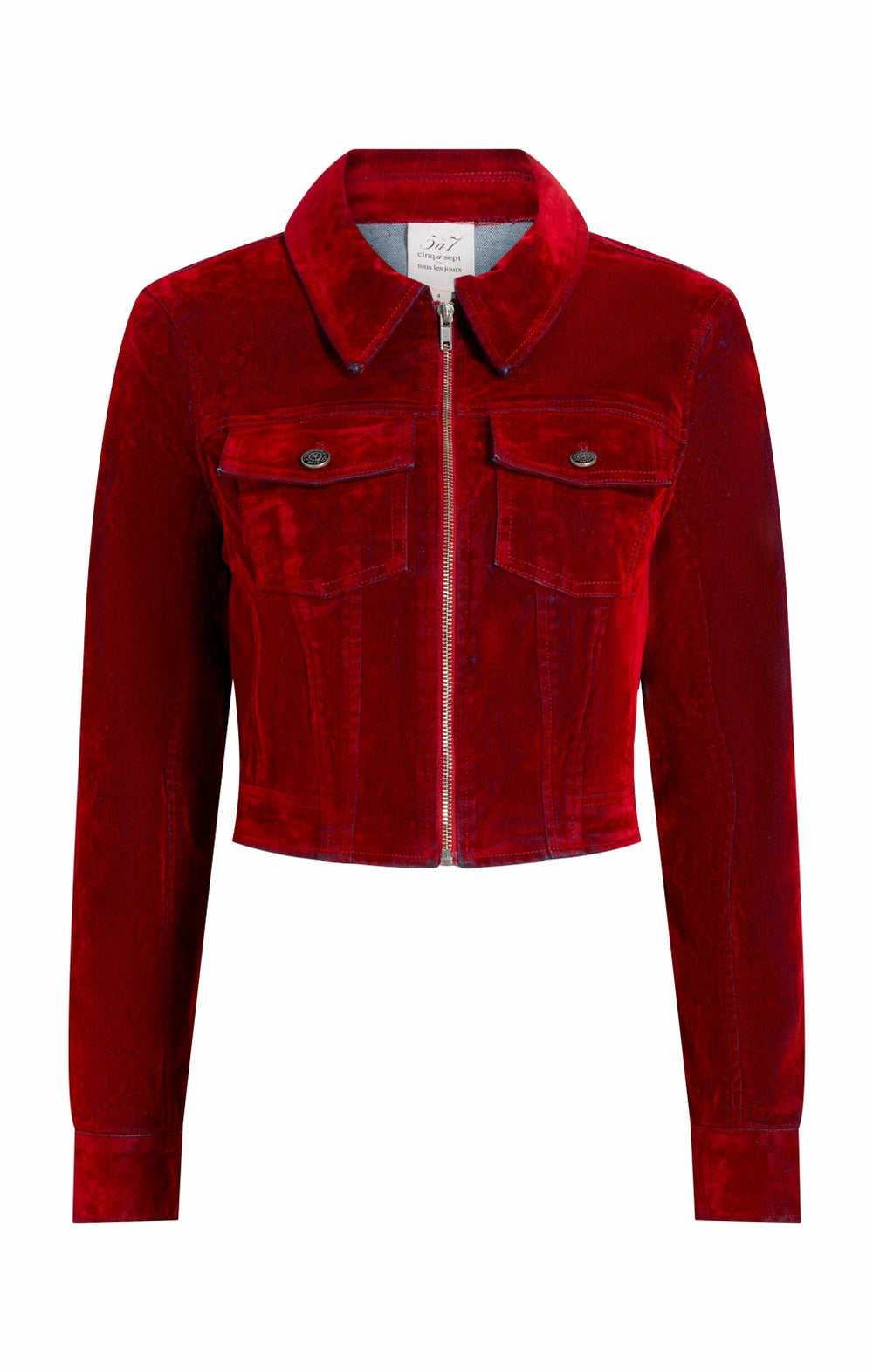 Flocked Denim Marilee Jacket Pomegranate