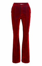 Flocked Denim Suzette Pant Pomegranate
