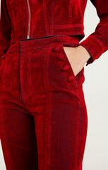 Flocked Denim Suzette Pant Pomegranate