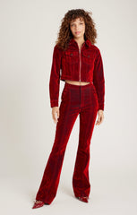 Flocked Denim Suzette Pant Pomegranate