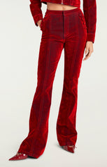 Flocked Denim Suzette Pant Pomegranate