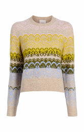 Lace Fair Isle Pullover Oatmeal Multi