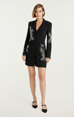 Rhinestone Paisley Long Sleeve Joel Dress Black