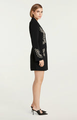 Rhinestone Paisley Long Sleeve Joel Dress Black