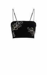 Rhinestone Paisley Nikki Top Black