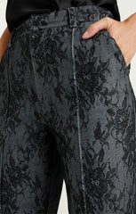 Bonded Lace Cropped Evelyn Pant Light Indigo/Black