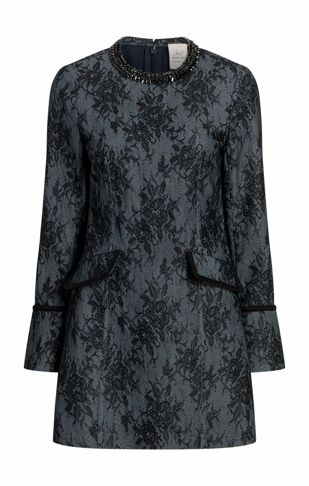 Bonded Lace Reina Dress Light Indigo/Black