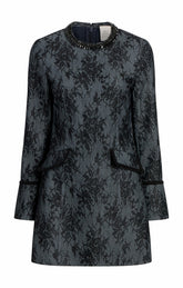 Bonded Lace Reina Dress Light Indigo/Black