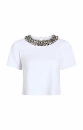 Chunky Necklace Shrunken Tee White