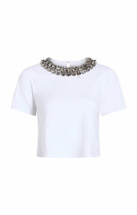 Chunky Necklace Shrunken Tee White