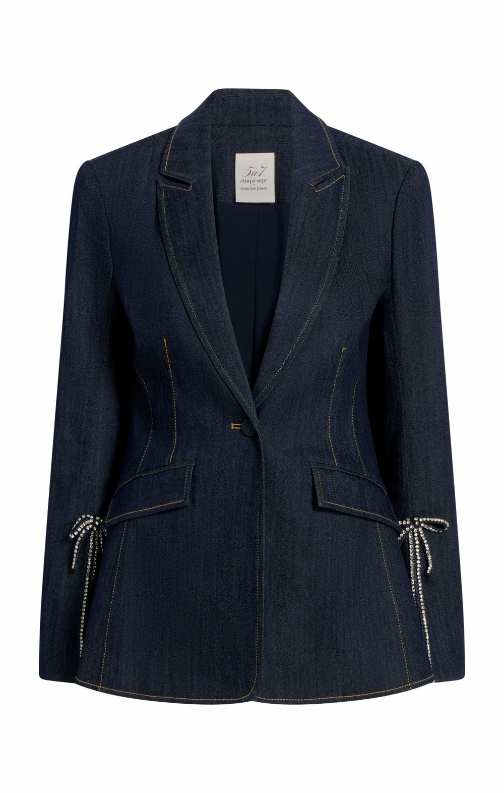 Crystal Denim Bow Cheyenne Blazer Indigo