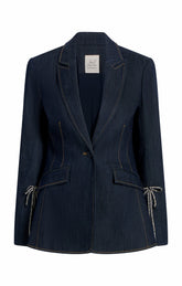 Crystal Denim Bow Cheyenne Blazer Indigo