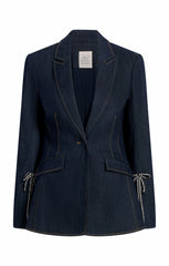 Crystal Denim Bow Cheyenne Blazer Indigo