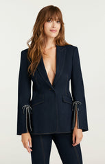 Crystal Denim Bow Cheyenne Blazer Indigo