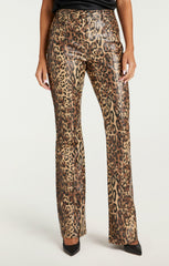 Leopard Vegan Leather Miller Pant Black/Sahara