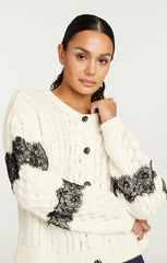 Louise Cardigan Ivory/Black