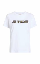 Metallic Leather Je T'aime Tee White/Gold