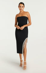 Rhinestone Fringe Sammy Dress Black