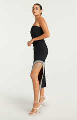 Rhinestone Fringe Sammy Dress Black
