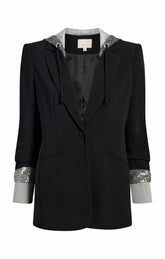 Sequin Hooded Khloe Blazer Black/Silver