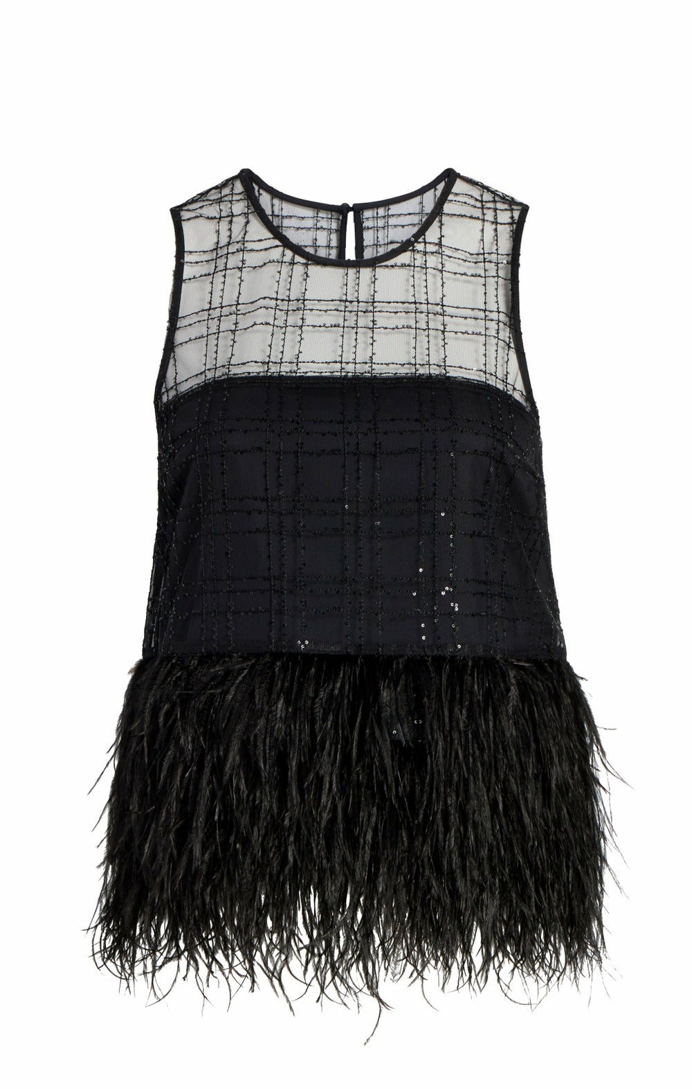 Sequin Plaid Charisse Top Black