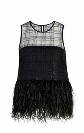 Sequin Plaid Charisse Top Black