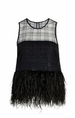 Sequin Plaid Charisse Top Black